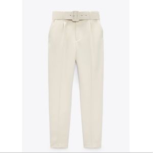 ZARA HIGH WAISTED BELTED PANTS NEW UNWORN